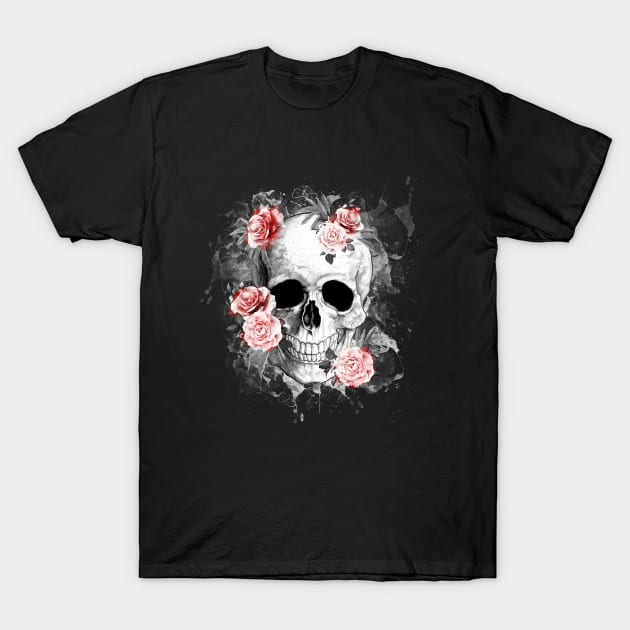 Tribe skull art design with roses T-Shirt by Collagedream
